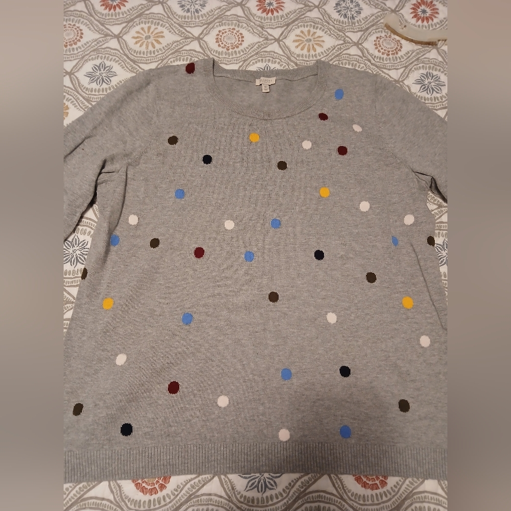 Sweater/sweatshirt polka dot heather gray 1X